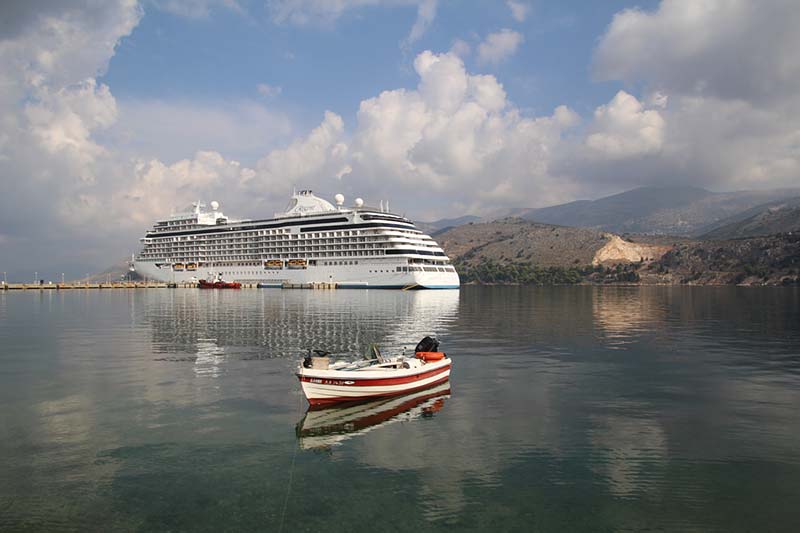 Seven Seas Explorer in Argostoli, Kefalonia